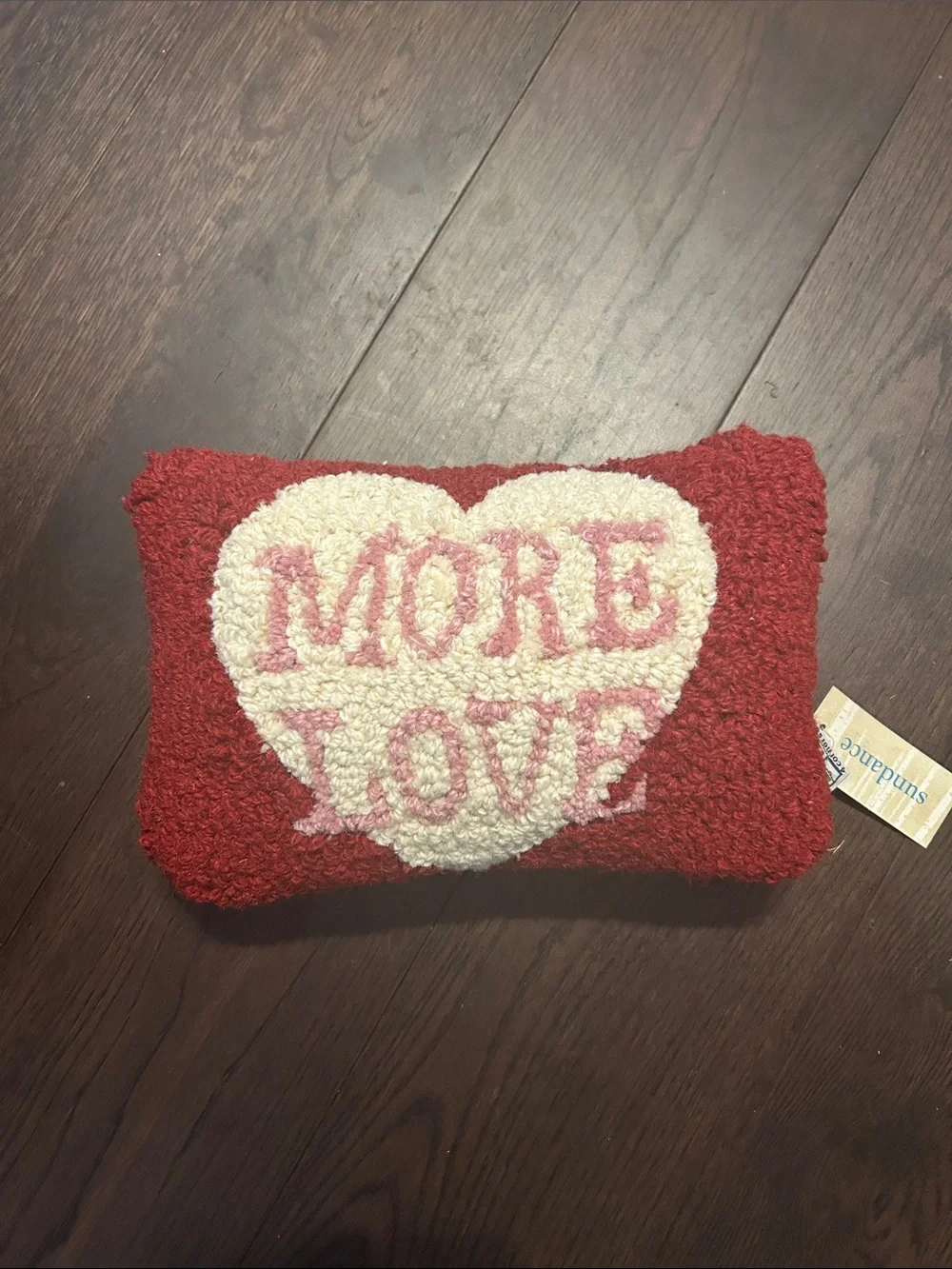 NWT “More Love” pillow (12”x8”, wool) from Sundance catalog
